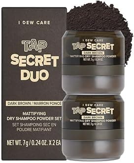 Biotin Clarifying Dry Shampoo - Tap Secret Dark Brown Duo Set | Strengthening & Volumizing, Powder Type, Travel size, Non-aerosol, Brunette, Korean Ginseng, Stocking Stuffers, 0.26 Oz * 2ea