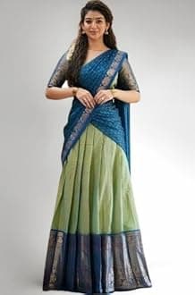 Faux Silk Pista South Indian Style Unstitched Traditional Lehenga Choli For Women