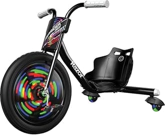 RipRider 360 Lightshow – Trike with Rear Casters and with Motion-Activated Multi-Color Lights, 3 Wheeled Drifting Ride-On for Kids Ages 5 and Up