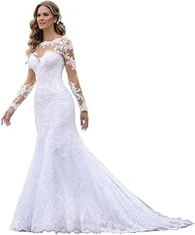 Beach Mermaid Wedding Dresses for Bride 2025 Lace Appliques Tulle Bride Dress He1006