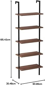 Nathan James 65506 Theo 5-Shelf White Modern Bookcase, Open Wall Mount Ladder Bookshelf with Industrial White Metal Frame, White