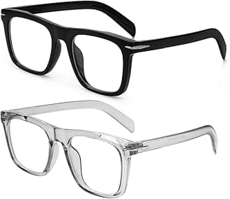 NIDOVIX Trendy Square Blue Light Blocking Glasses for Men Women, Fashion Frame Non-prescription Computer Glasses (Black+Transparent Grey)
