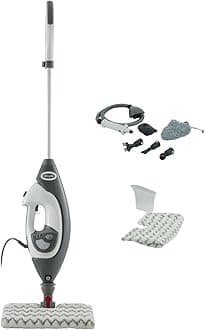 Floor & Handheld Steam Cleaner, Steam Mop for Hard Floors with Klik n' Flip, Clean Tiles, Surfaces, Taps & Glass with Lift-Away, Garment Steamer & 5 Accessories, 2 Settings, Grey/White S6005UK