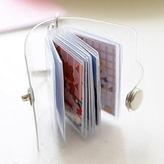 Clear Mini Photo Album 16 Pockets Mini Photos Holder Keychain Jelly Color Card Holder 2 Inch Photos Holder Portable Key Chain, Photo Albums, Frames and Accessories, Car Keychain (1inch)