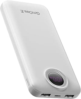 Portable Charger,10000 mAh Power Bank with USB-C(Input &Output),2.4A Fast Charging External Battery Pack Phone Charger Compatible with iPhone 16,Samsung,Google Android iPad etc,Bright White