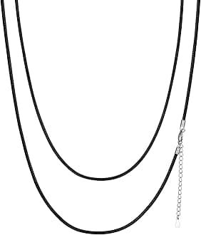 ChainsPro Men Waterproof Braided Leather Necklace Wax Rope Chain, Customize Available, 2/3mm Width, With Snap Clasp, 16”18" 20" 22" 24" 26" 28" 30"-Send Gift Box