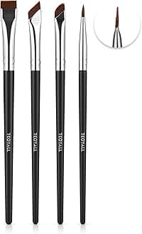 TEOYALL Eyeliner Brushes Set, 4 PCS Ultra Thin Slanted Angled Brush Precision Fine Point Eyeliner Brush Flat Eyebrow Brush (4 Eyeliner Brushes)