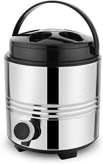 Stainless Steel Travel Water Jug with Tap, Easy to Carry Handle I Hot and Cold Water Dispenser 3 Liters for Office Home Kitchen I PUF Insulated Wate Jug with Sturdy Base