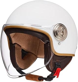 Vespa Open Face Motorcycle Helmet, Men Women 3/4 Motorcycle Half Helmet with Visor, Light Breathable Quick Buckle Half Helmet for Moped Cruiser Bobber and Chopper, DOT Approved