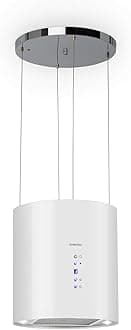 Klarstein Barett Range Fan - Island Hood, 190 W Motor, Max. 560 M³/H Circulating Air, 3 Power Levels, Led Cooking, Stainless Steel, 35 cm, White