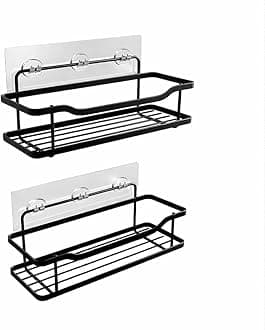 Sulfar Shower Caddy 2 Pack | Adhesive Bathroom Shower Shelf Organizer | No Drilling, Rustproof Stainless Steel | Shower Organizer for Bathroom & Kitchen Storage | Wall Mounted Storage Rack
