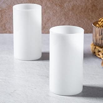 Borosil 350ml 6pc Vision White Jade Large Glass Set | Made in India Borosilicate Glass Tumblers for Drinking Water, Cold Drinks | Flame Proof, Microwave & Dishwasher Safe | for Daily use & Gifting