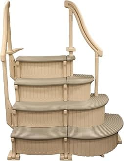 Confer Plastics Curve CCX-AG Drop in Above Ground Pool Step with Grey Treads - Base Step with Add-On