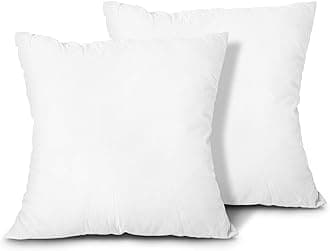 Throw Pillow Inserts, Set of 2 Lightweight Down Alternative Polyester Pillow, Couch Cushion, Sham Stuffer, Machine Washable. (White, 26x26)