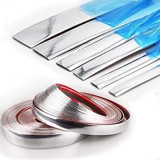 Chrome Silver Car Exterior and Interior Molding Trim Universal Bumper Window Door Body Side and Household Furniture Surfaces Decorative Strip Scratch-Proof (Width: 1 inch (25mm), Length: 8Ft)