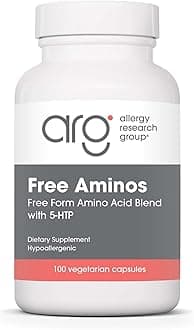 Allergy Research Group Free Aminos Supplement - Lean Muscle Mass Support, Vegetarian Capsules - 100 Count