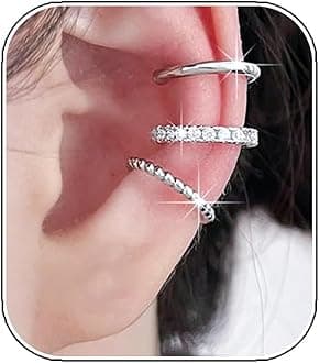 3Pcs Ear Cuffs Non Piercings Graduation Gifts for Women Teen Gifts Trendy Stuff Gold Silver Clip On Cuff Earrings Set Fashion Jewelry