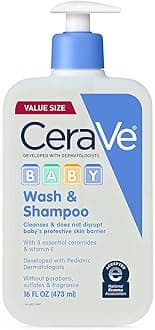 CeraVe Baby Wash & Shampoo | 2-in-1 Tear-Free Baby Wash for Baby Skin & Hair | Fragrance, Paraben, Dye, Phthalates & Sulfate Free for Baby Bath| Baby Soap with Vitamin E | 16 Ounce