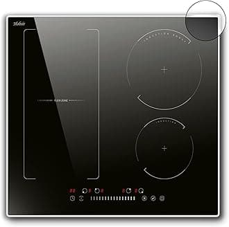Hobsir hob 4 Zone Induction Hob, Electric hob 59cm, 7200W Built-in Cooktop with Flexible Zone, Touch Control,9 Power Levels,Child Safety Lock,220-240V