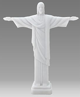 Top Collection 11.5" H 9.75" W Christ The Redeemer Statue in White Marble Finish - Jesus Sculpture Perfect Present and Home Decor
