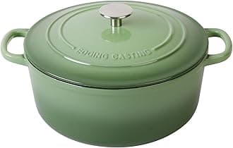 Enameled Cast Iron Dutch Oven Pot With Lid, 3.5 Quart, for Bread Baking, Cooking, Pistachio Green