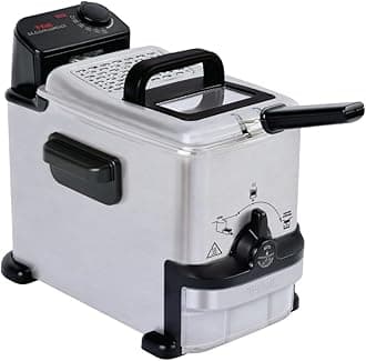 T-fal Compact EZ Clean Stainless Steel Deep Fryer with Basket for Home Use, 1.8 Liter Oil and 1.7 Pound Food Capacity, 1200 Watts, Easy Clean Temp Control, Oil Filtration, 1.8 L