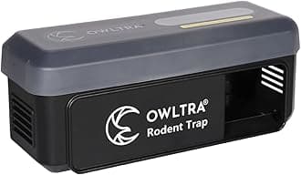 OWLTRA 1 Pack OW-7 in-/Outdoor Electric Rodent Trap, Instant Eliminate Rodent Zapper with Waterproof Cover, Sound & Light Alarm, and Batteries or USB Power Source, Waterproof Grade IPX4, Black