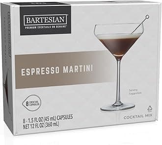Bartesian Espresso Martini Mixer Capsules for Cocktail Machine - Home Bar Mixology Mix Pod Set for Bartesian Drink Maker - Pack of 8