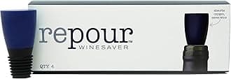 Repour Wine Saver, Wine Preserver and Stopper Removes Harmful Oxygen from Your Wine, Simple and Effective, Glass, Multi-Colour, Pack of 4