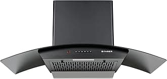 90 cm 1100 m³/hr Auto-Clean Curved Glass Kitchen Chimney [HOOD ALPHA IN HC PB FL BK 90], Filterless technology, Push Button, Black]