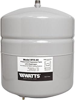 Watts ETX-30 Non-Potable Water Carbon Steel Expansion Tank for Closed Loop Hydronic Heating System Piping, 1/2" MNPT Connection, Tank Volume 4.7 Gallons, Maximum Pressure 75 psi