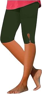 High Waisted Capri Leggings for Women Knee Length Solid Color Active Trousers Stretch Yoga Pants for Running Workout