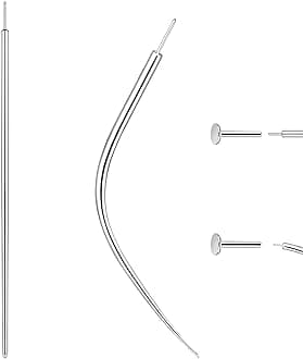 14G 16G 18G 20G Piercing Taper Piercing Ball Grabber Tool Stainless Steel Flat Back Earring Applicator Tool Threadless Insertion Pin Curved Body Piercing Kit for Ear/Nose/Navel/Lip/Eyebrow