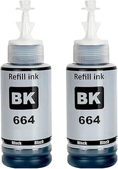 664 Black Refill Ink for Epson L130, L360, L380, L361, L565, L210, L220, L310, L350, L355, L365, L385, L405, L455, L485 Printers (Pack of-2)