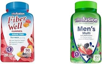 Vitafusion Fiber Well Sugar Free Fiber Supplement & Adult Gummy Vitamins for Men