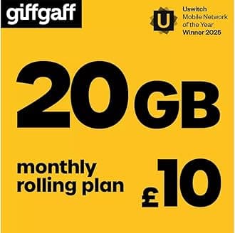 giffgaff £10 + 2GB データ + 500分 + 無制限テキスト