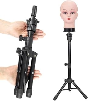 ZQIAN BEAUTY 25 Inch Wig Stand Tripod, Adjustable Mannequin Head Stand, Wig Head Stand for Training Heads And Canvas Block Head (Mannequin Head Not Included)