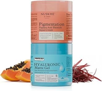 - Nuskhe By Paras | AM PM Pigmentation Combo |Deep Hydration | Day & Night Care | Natural Formula | fades pigmentation | Glowing Skin Hyaluronic Face Gel | Pigmentation Cream | For Men & Women | 100gm Each