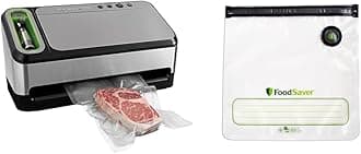 FoodSaver 4800 Series Vacuum Sealer Machine, 2-in-1 Automatic Vacuum Sealing System & Reusable Gallon Vacuum Zipper Bags, for Use with FoodSaver Handheld Vacuum Sealers