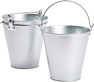 Juvale 3 Pack Galvanized Metal Ice Buckets for Parties, 7 Inch Tin Pails with Handles for Beer, Wine, Champagne, Home Decor, Table Centerpieces, Wedding Decorations, (100 Oz)