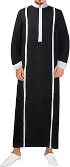 COOFANIN Mens Long Sleeve Kaftan Thobe Men Muslim Kaftan Thobe Men's Caftan Short Baptism Robes for Water Baptism White Kurta for Men African Dresses for Women UK Sales Clearance