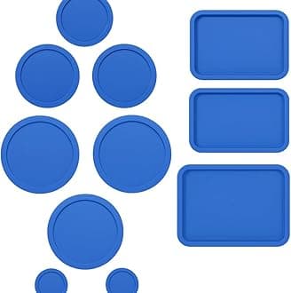Replacement Lids for Pyrex Containers (1) 1-Cup (2) 2-Cup (2) 4-Cup (1) 7-Cup (2) 3-Cup (1) 6-Cup Round Rectangle (Blue)