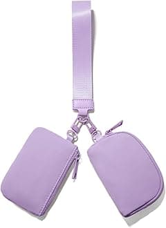 Mini Zip Around Wristlet Wallets for Women Small Portable Coin Purse Dual Pouch Keychain Wristlet Preppy Things Cute Stuff Gifts for Teen Girls (Lavender)