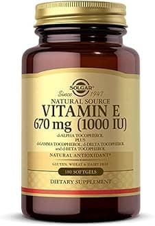 Solgar Vitamin E 670 mg (1000 IU), 180 Softgels - Natural Antioxidant, Skin & Immune System Support - Naturally-Sourced Vitamin E - Gluten Free, Dairy Free - 180 Servings