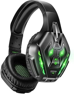 PHOINIKAS Wireless Gaming Headset, Detachable Wired Bluetooth Over Ear Headphone for PS4, Xbox One, PC, Nintendo Switch Wireless+Pro+7.1 Surround Green