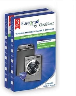 Klenzmo Washing Machine Descaling Powder (180g x 3, Pack of 2) | Removes limescale, residue & odors | For top & front load machines | Restores drum hygiene | Eco-friendly & easy to use.