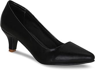 Get Glamr Women Faux Leather Classic Work Pumps|| Semi-Pointed Toe|| Block Low Heels|| Smart Causals|| Heel Pumps