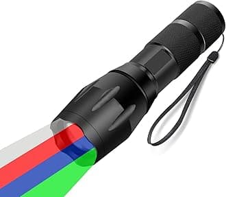 WAYLLSHINE 4 in 1 Multicolor Flashlight, Single Mode White, Red, Green, Blue ...