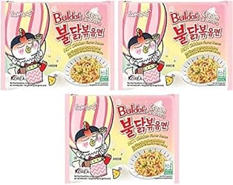 Sam Yang Buldak Cream Carbonara (Pack Of 3) (420Gm) (Imported) Instant Noodles Non-Vegetarian (3X140 G)(Combo Pack)