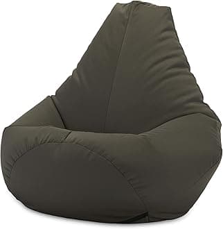 Adult Highback Beanbag Chair - Large Water-Resistant for Indoor and Outdoor Use - Lounge or Gaming Chair - Manufactured in UK (Olive)